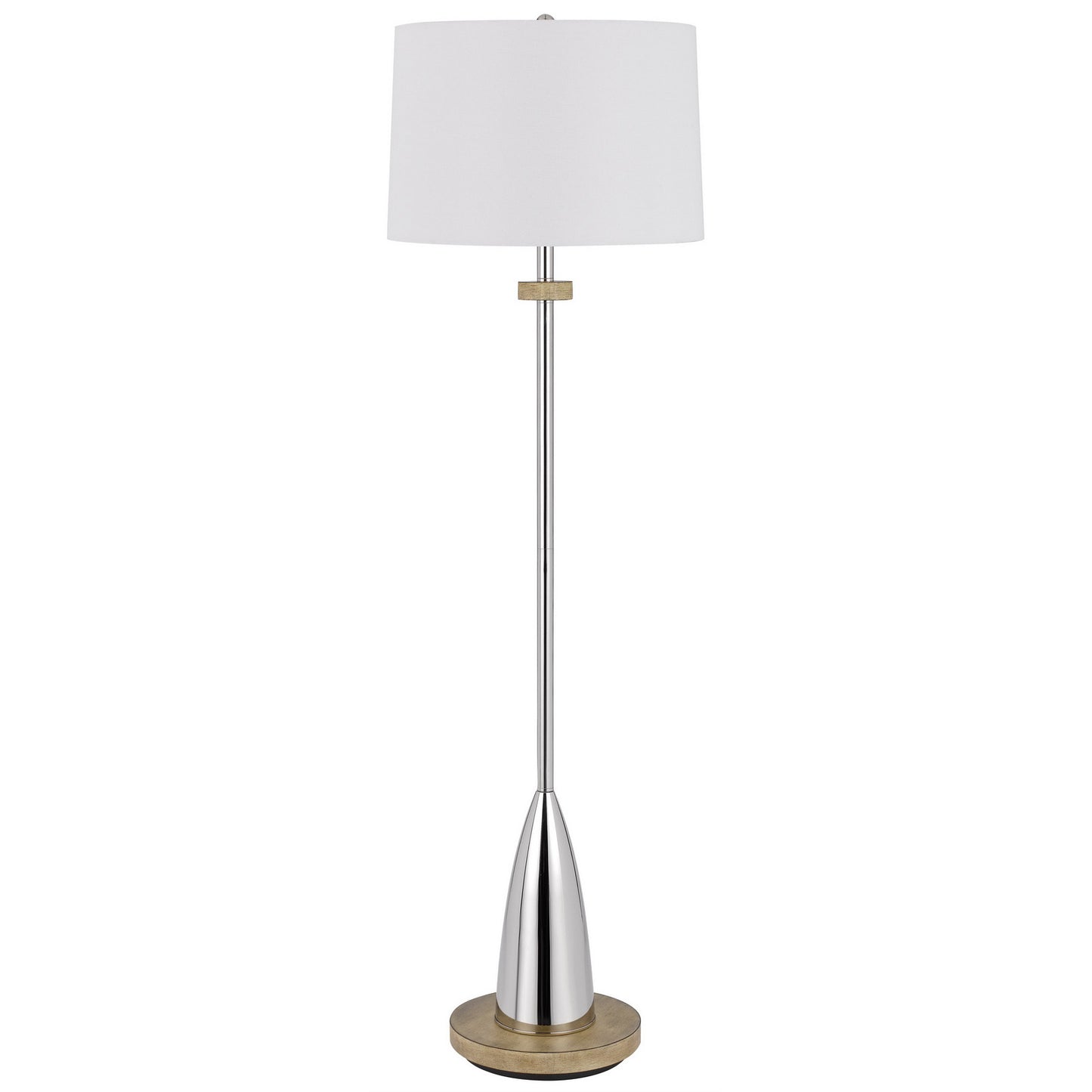 61" Chrome Traditional Shaped Floor Lamp With White Square Shade