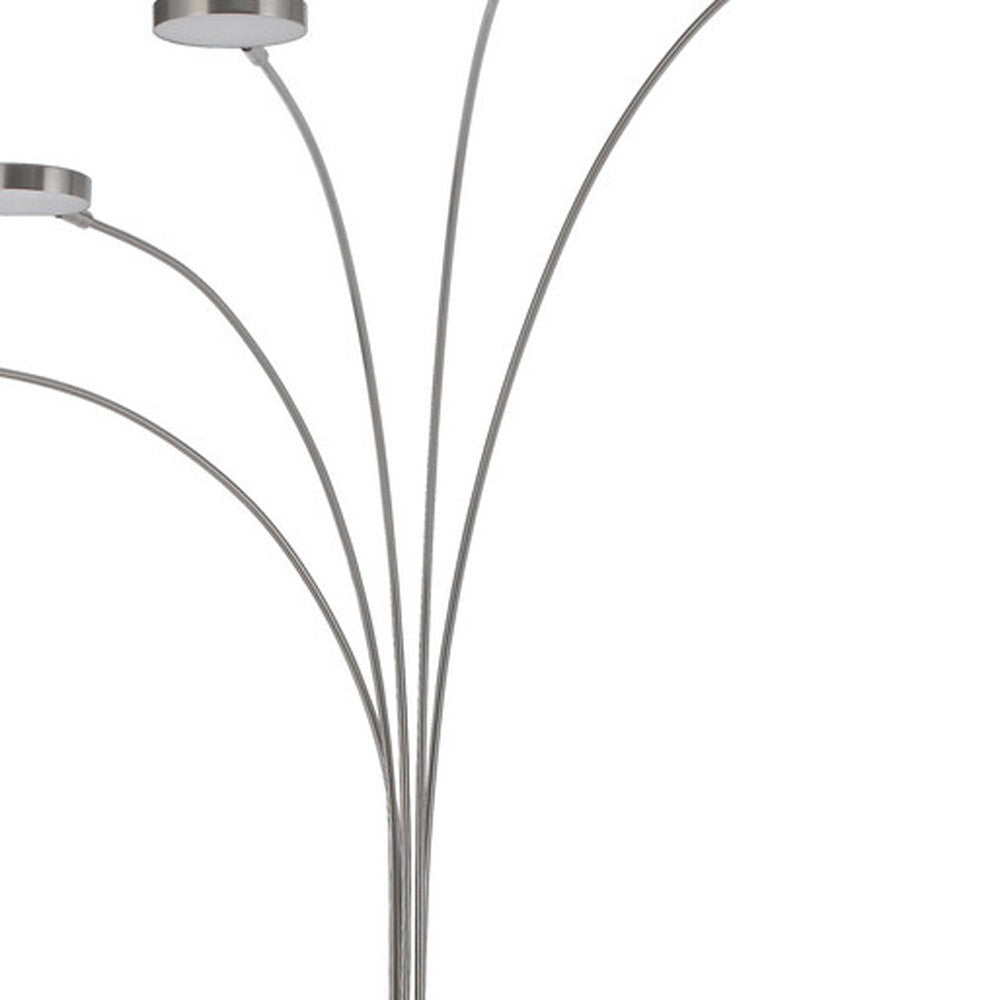 82" Nickel Five Light Led Arc Floor Lamp