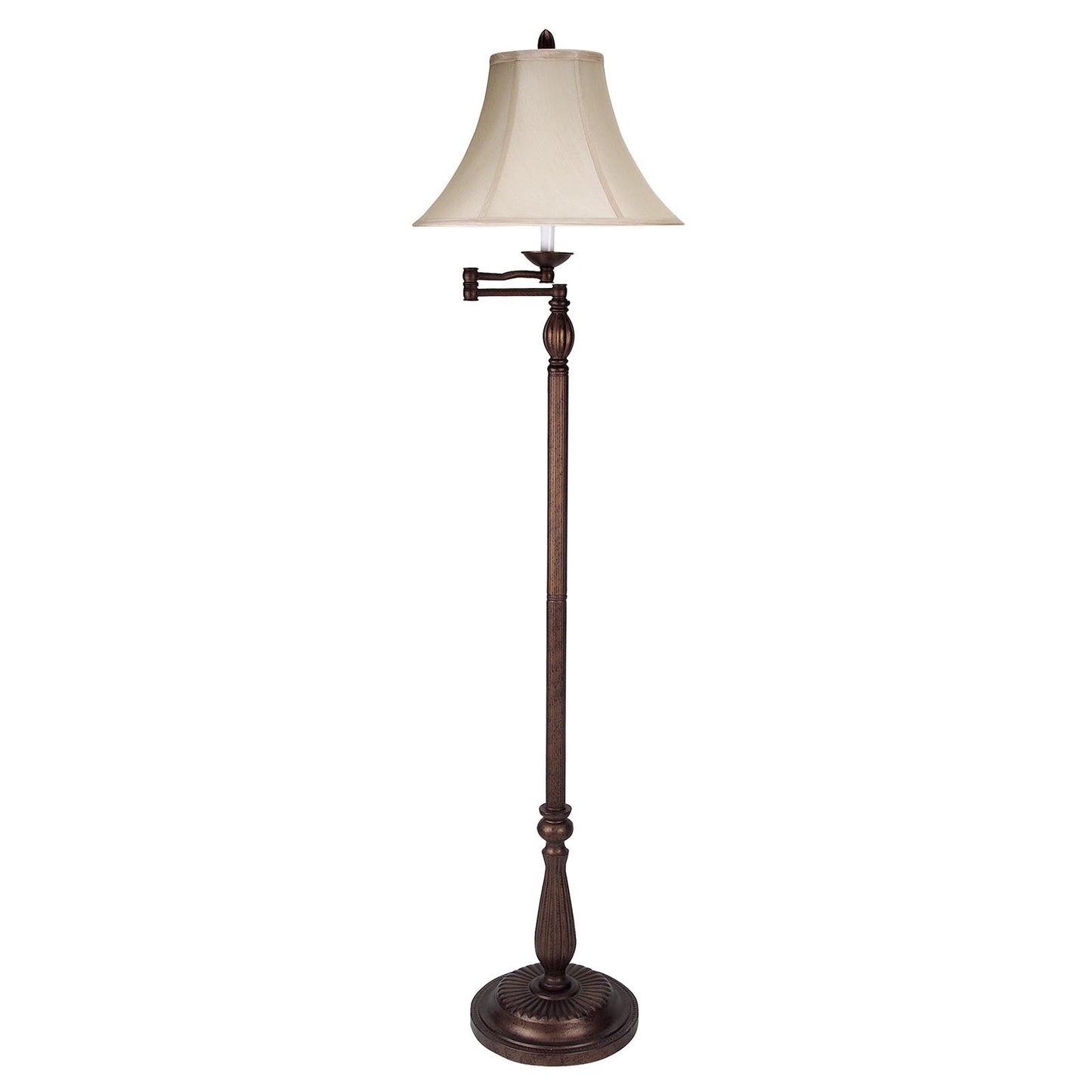 62" Rusted Swing Arm Floor Lamp With Champagne Bell Shade