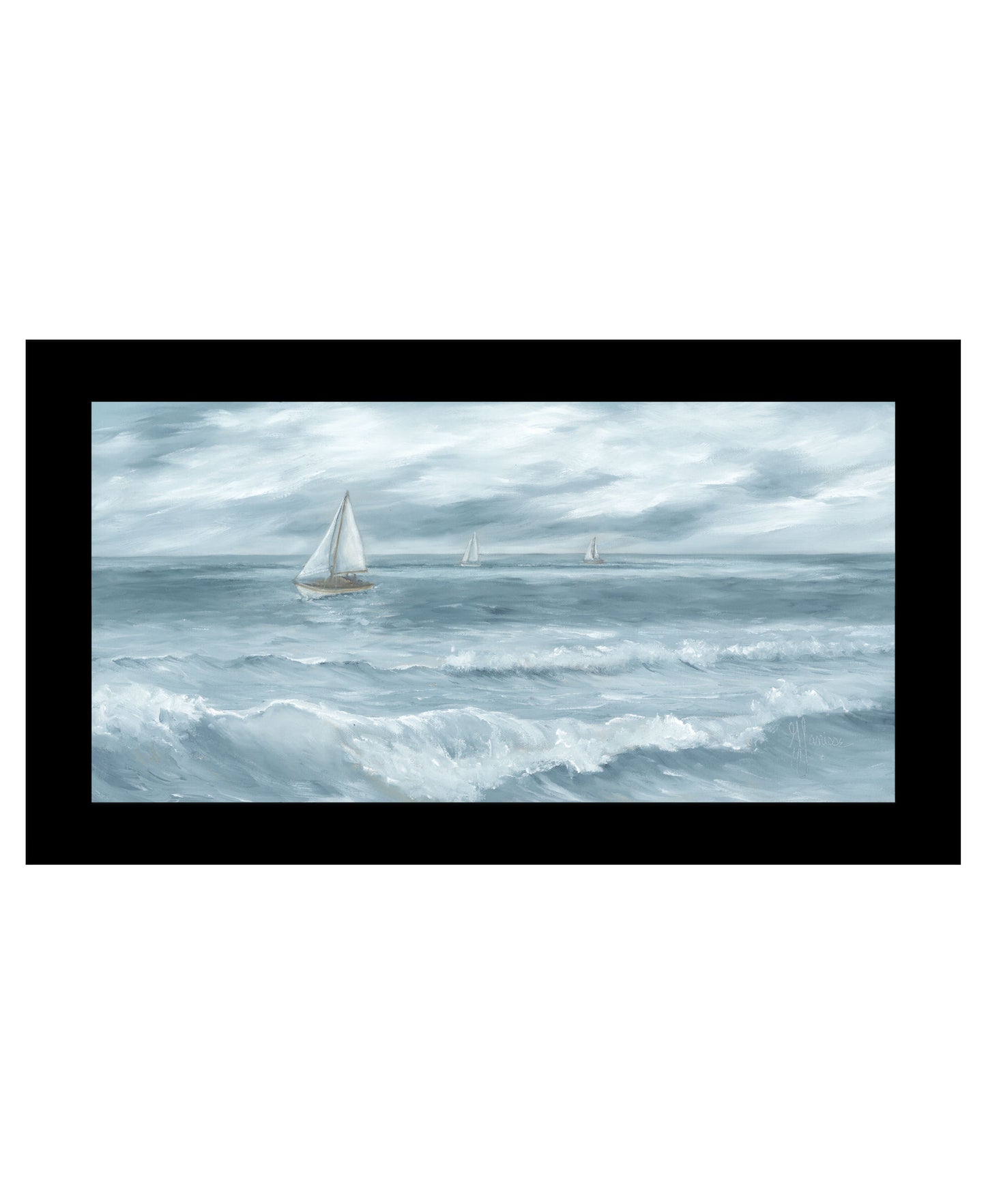 Three Sailboats White Framed Print Wall Art