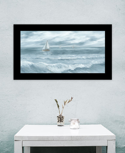 Three Sailboats White Framed Print Wall Art