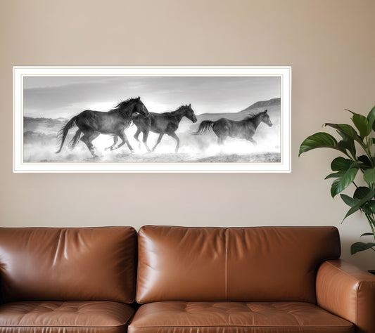 Horses Rolling By White Framed Print Wall Art