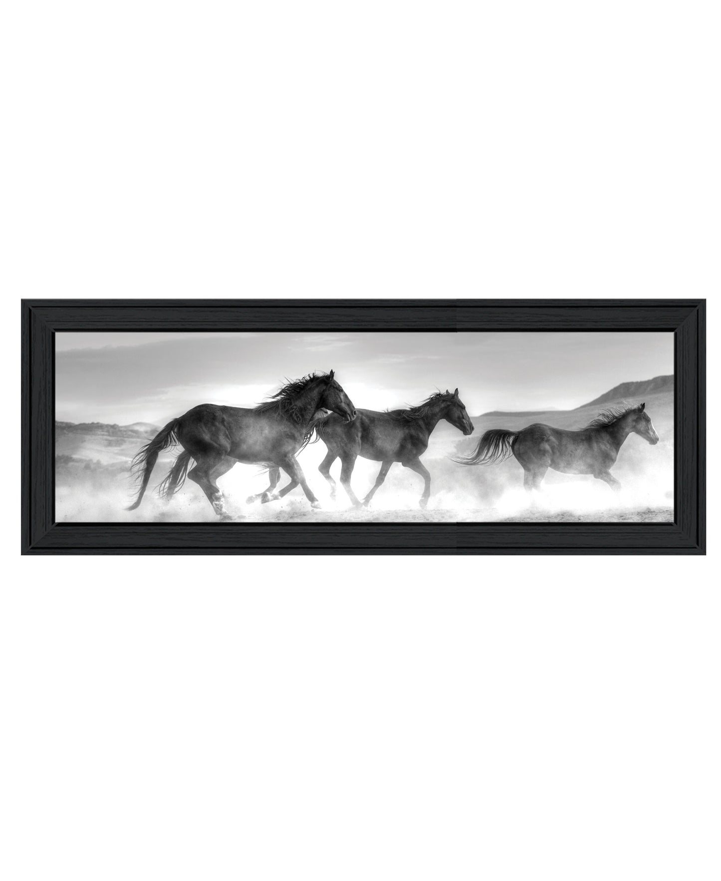 Horses Rolling By Black Framed Print Wall Art