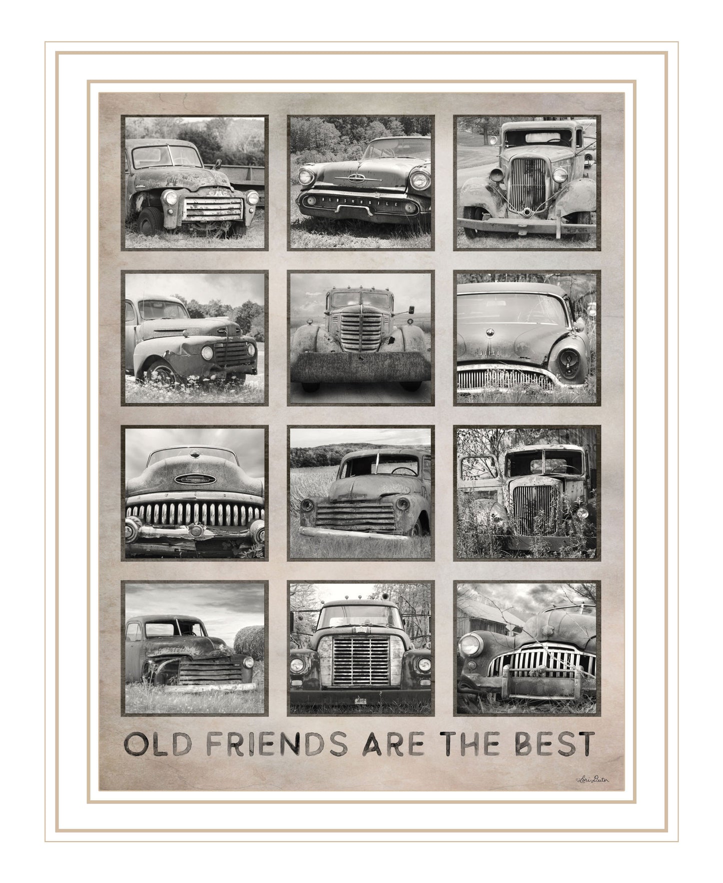 Old Friends Cars Are The Best Black Framed Print Wall Art