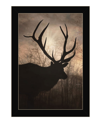 Elk Sunrise Black Framed Print Wall Art