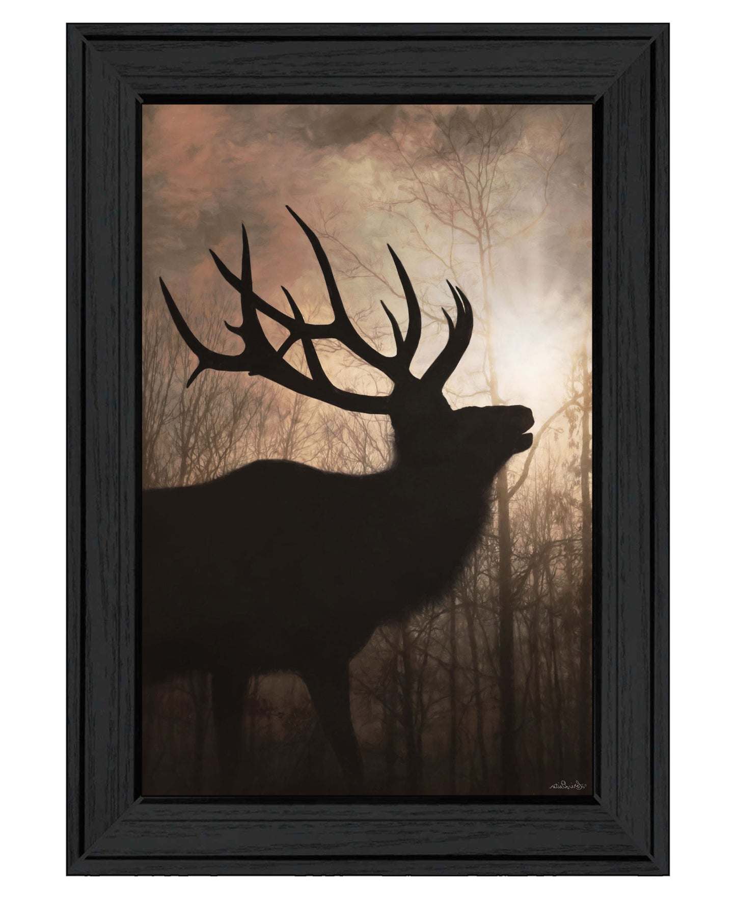 Elk Sunrise Black Framed Print Wall Art