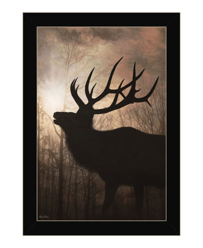 Elk Sunrise Black Framed Print Wall Art