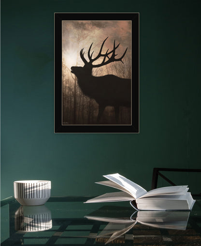 Elk Sunrise Black Framed Print Wall Art