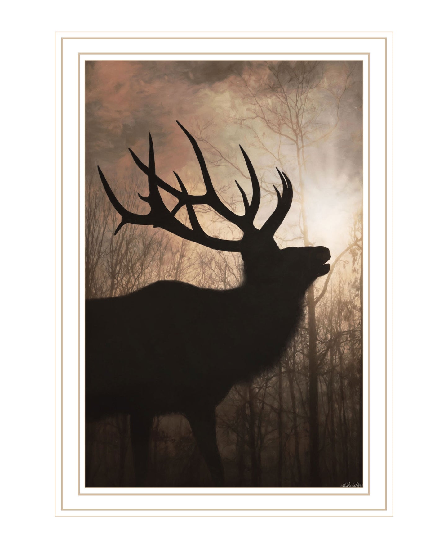 Elk Sunrise Black Framed Print Wall Art