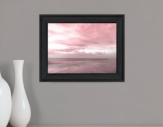 Pink Beach Emotions Black Framed Print Wall Art