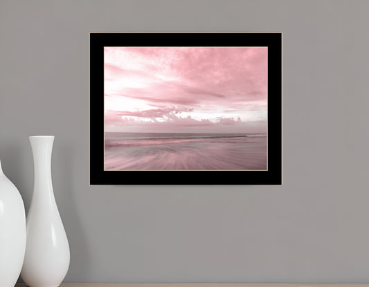 Pink Beach Emotions Black Framed Print Wall Art