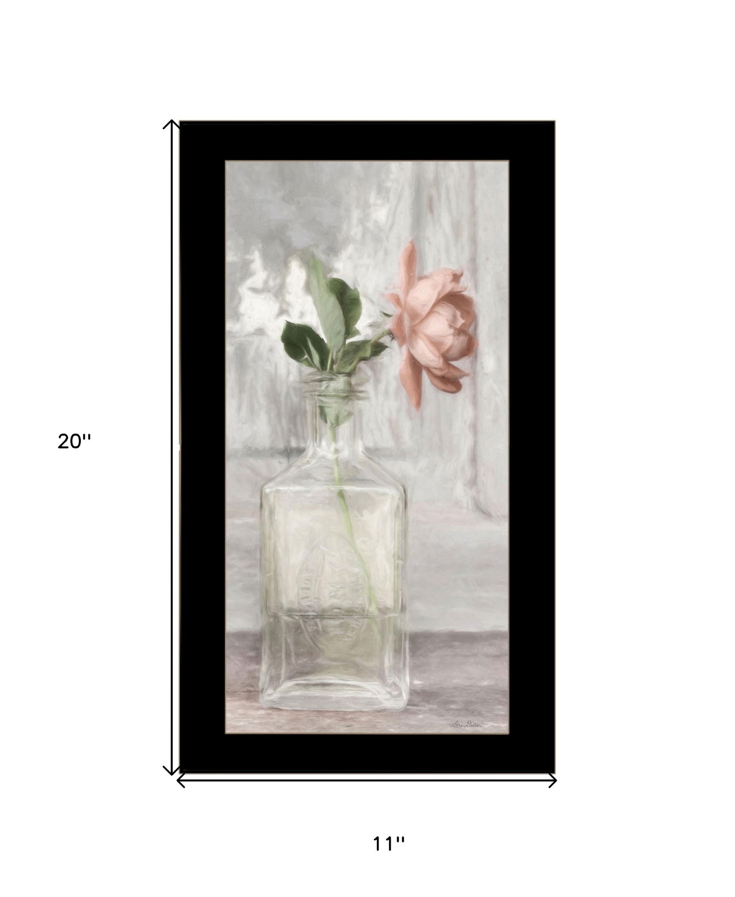 Cottage Peach Rose Black Framed Print Wall Art