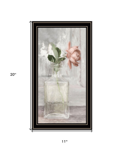 Cottage Peach Rose Black Framed Print Wall Art