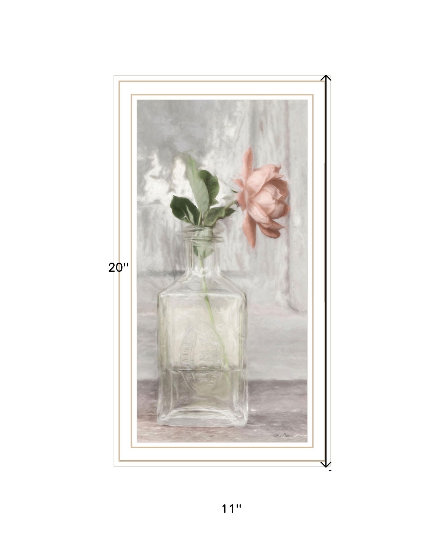 Cottage Peach Rose Black Framed Print Wall Art