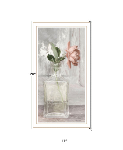 Cottage Peach Rose Black Framed Print Wall Art