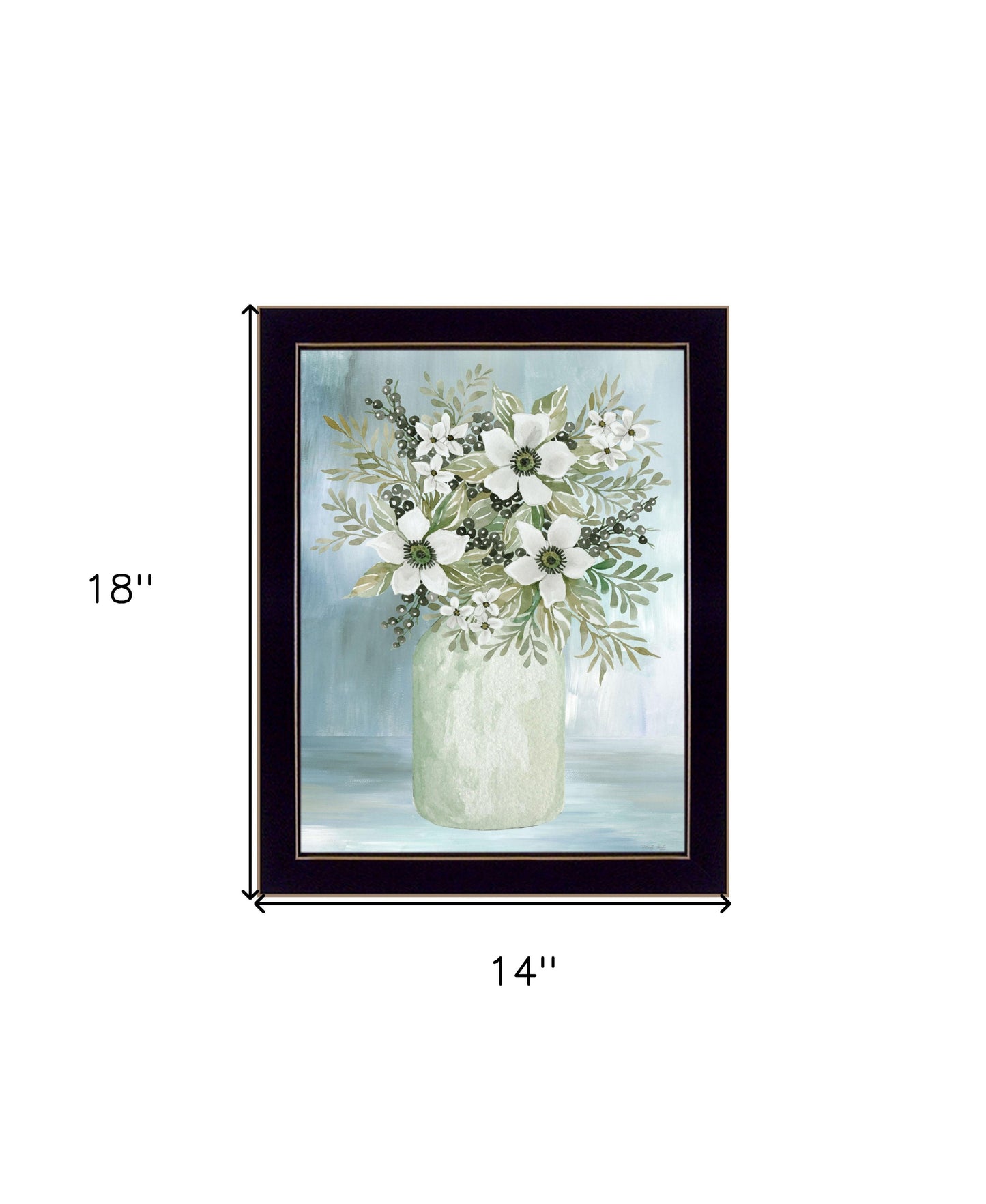 White Blooms Black Framed Print Wall Art