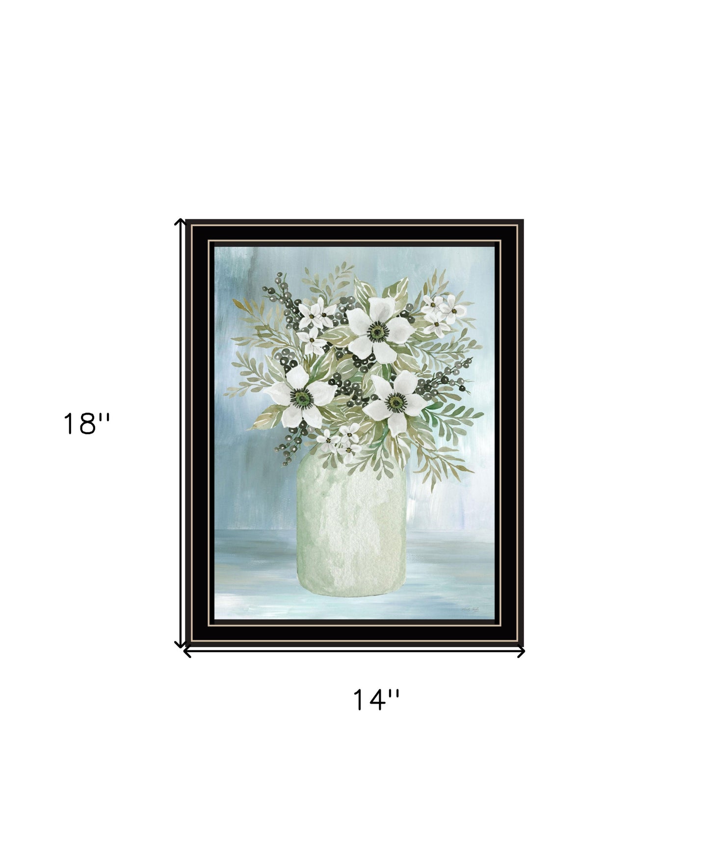 White Blooms Black Framed Print Wall Art