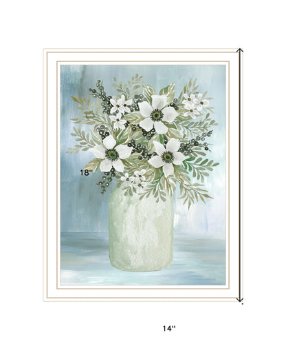 White Blooms Black Framed Print Wall Art