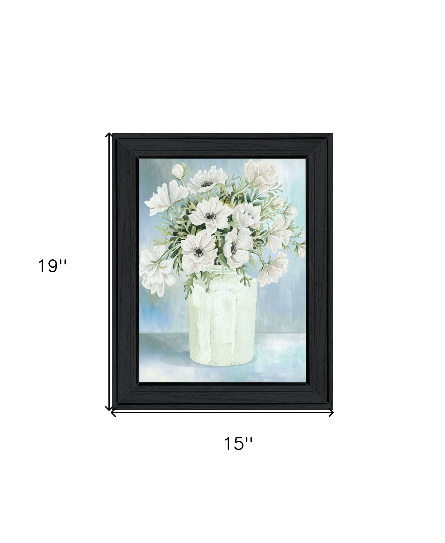 White Blooms Black Framed Print Wall Art