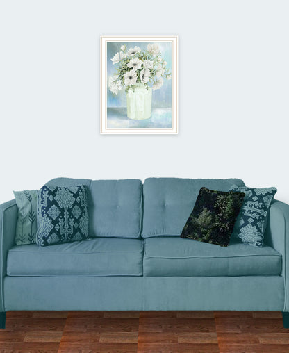 White Blooms Black Grooved Framed Print Wall Art