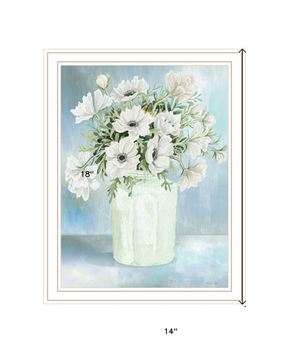 White Blooms Black Grooved Framed Print Wall Art