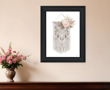 BOHEMIAN MACRAME Black Framed Print Wall Art