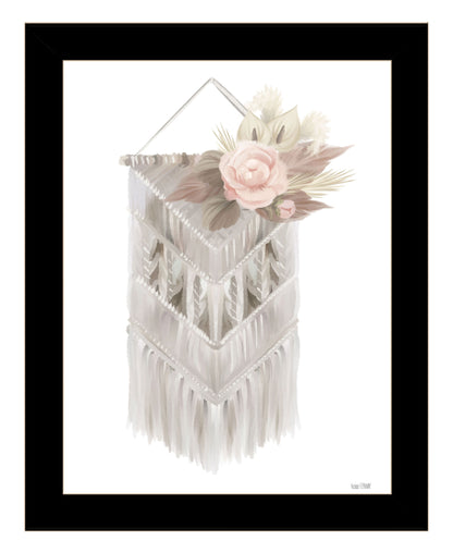 BOHEMIAN MACRAME Black Framed Print Wall Art