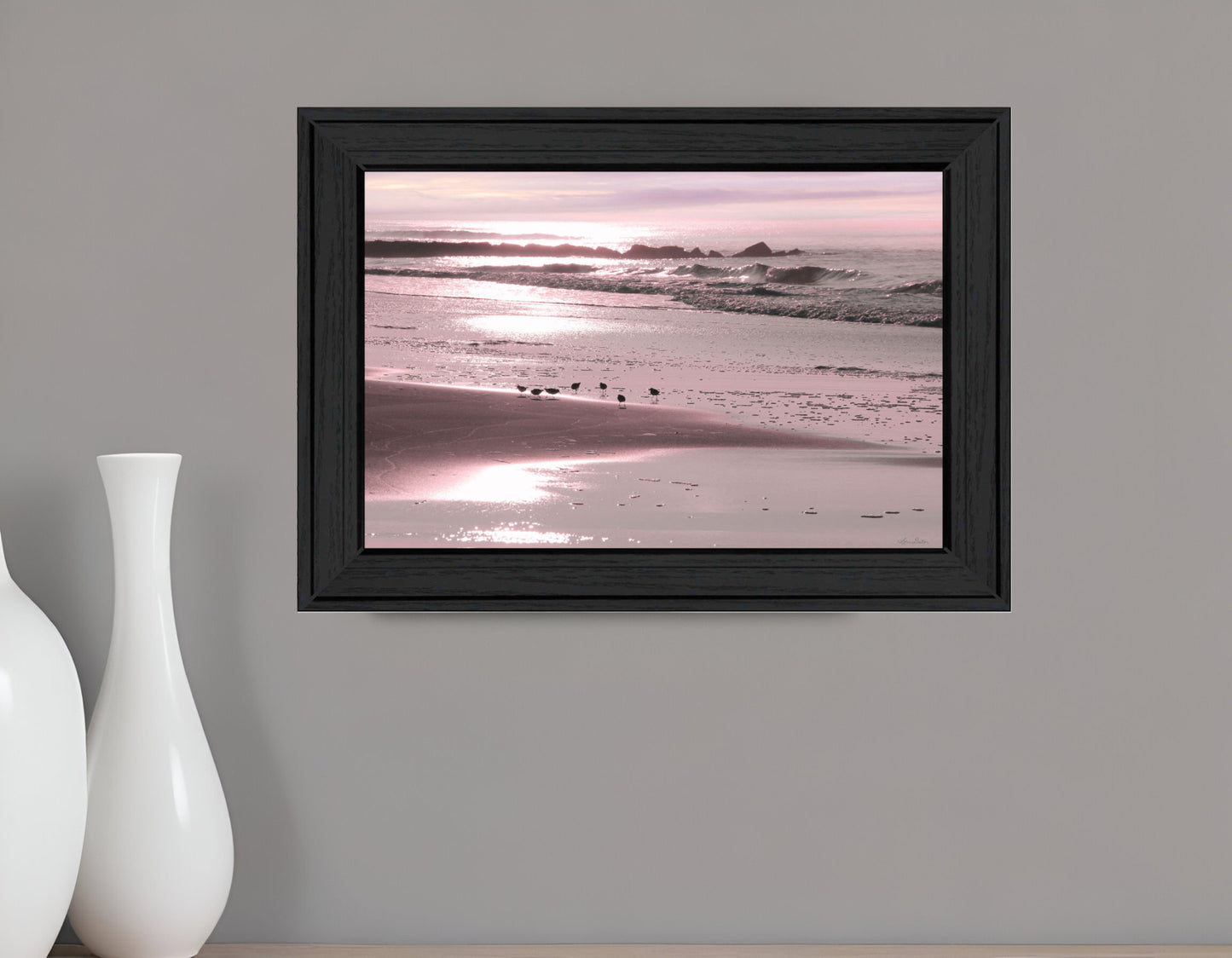 Breakfast On The Beach Black Framed Print Wall Art