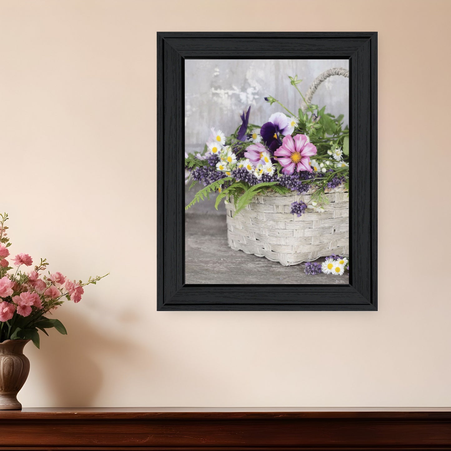 Fresh Garden Basket Black Framed Print Wall Art