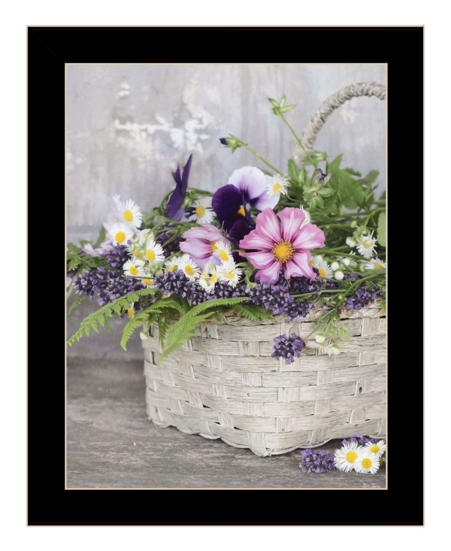 Fresh Garden Basket Black Framed Print Wall Art