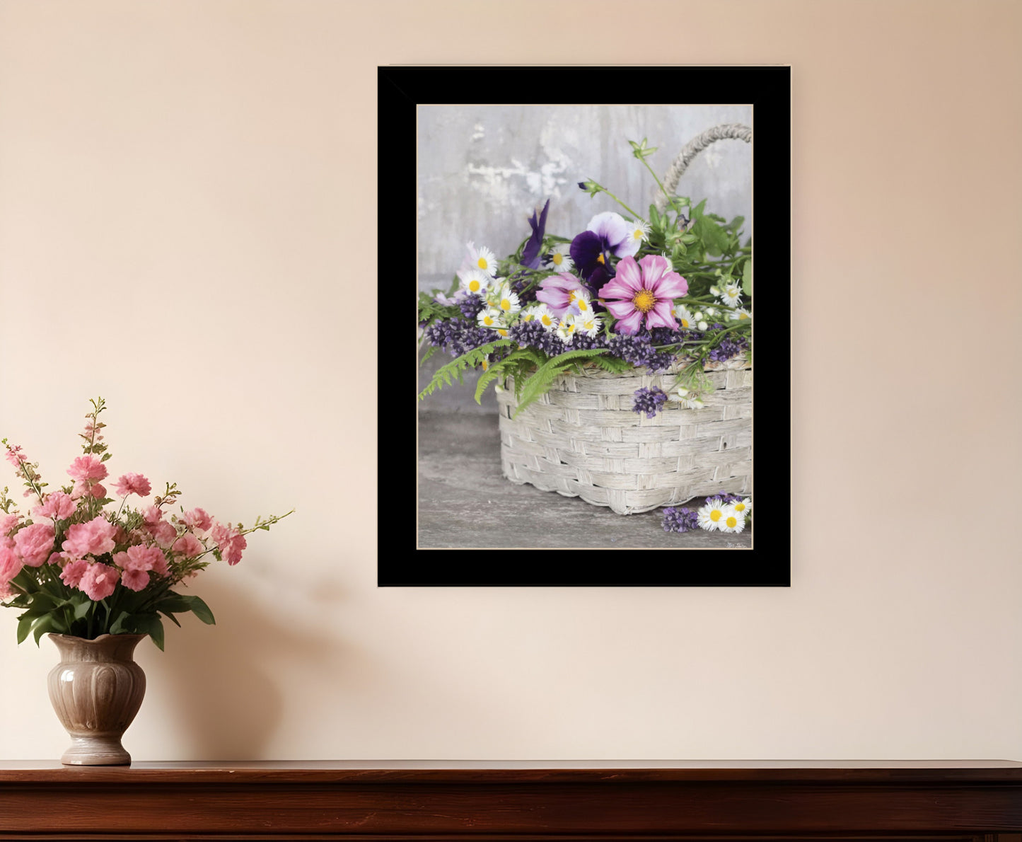 Fresh Garden Basket Black Framed Print Wall Art