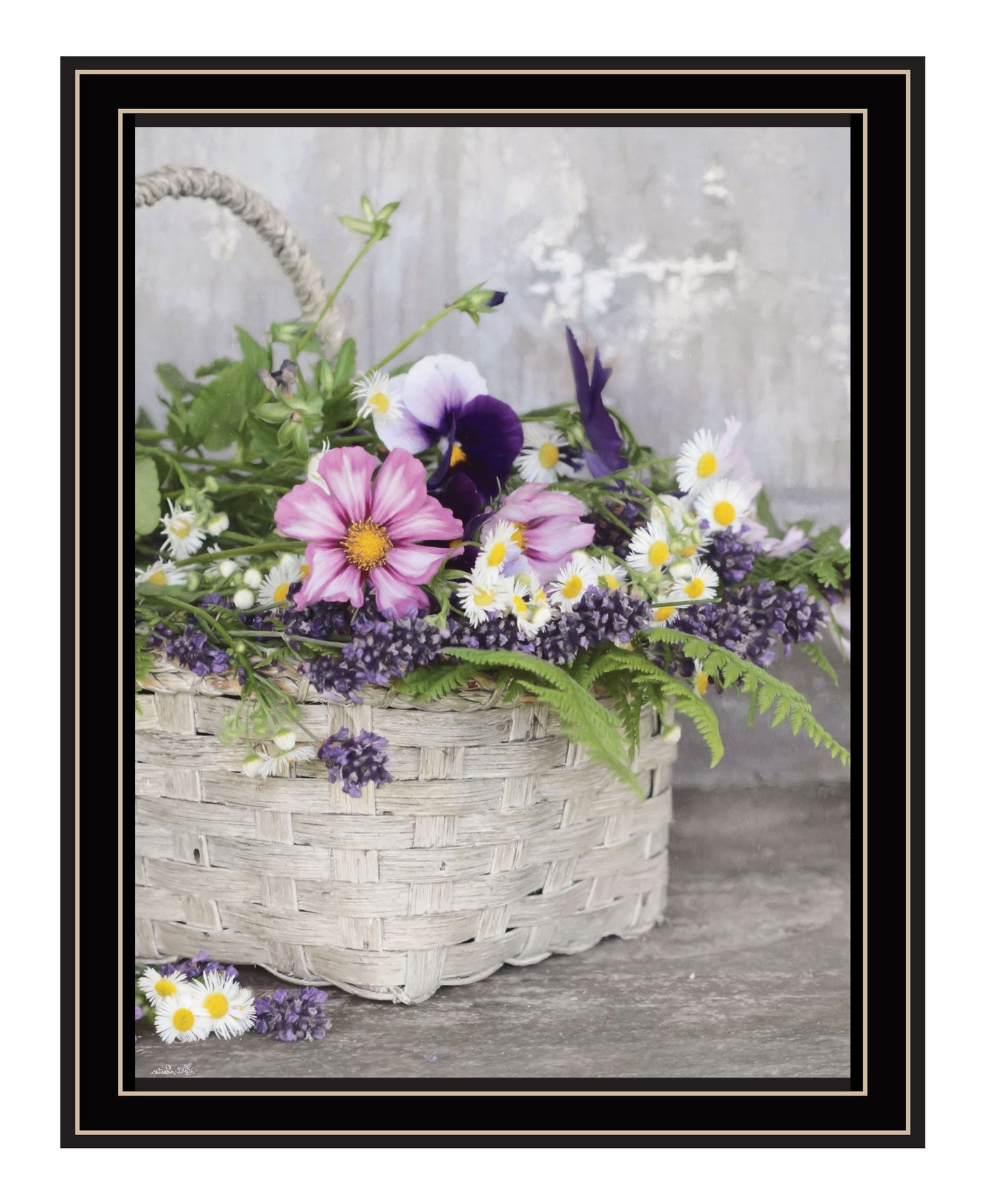 Fresh Garden Basket Black Framed Print Wall Art