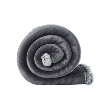 50" X 60" Light Gray Knitted Polyester Plush Throw Blanket