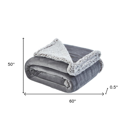 50" X 60" Light Gray Knitted Polyester Plush Throw Blanket