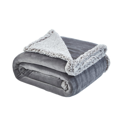 50" X 60" Light Gray Knitted Polyester Plush Throw Blanket