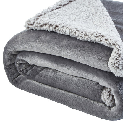 50" X 60" Light Gray Knitted Polyester Plush Throw Blanket