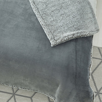 50" X 60" Light Gray Knitted Polyester Plush Throw Blanket