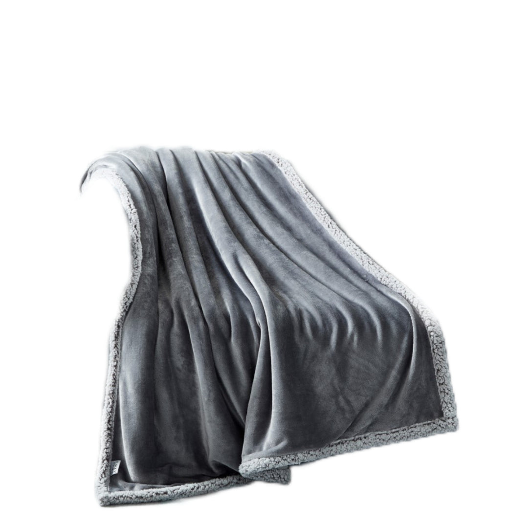 50" X 60" Light Gray Knitted Polyester Plush Throw Blanket