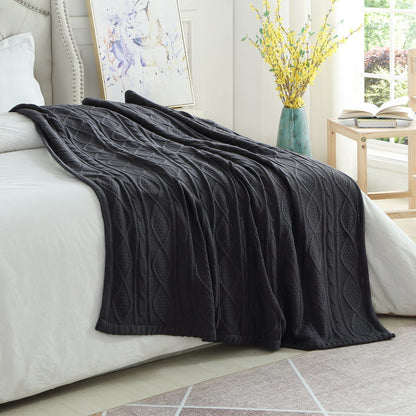 60" X 50" Dark Slate Gray Knitted Acrylic Throw Blanket