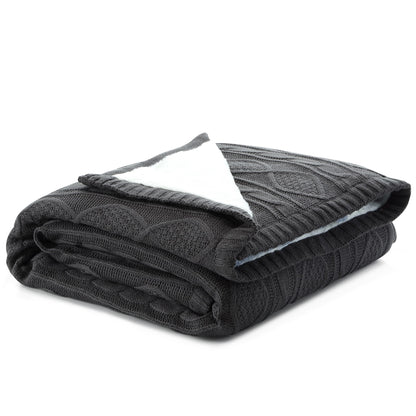 60" X 50" Dark Slate Gray Knitted Acrylic Throw Blanket