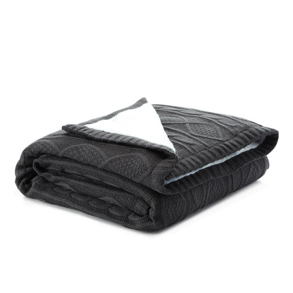 60" X 50" Dark Slate Gray Knitted Acrylic Throw Blanket