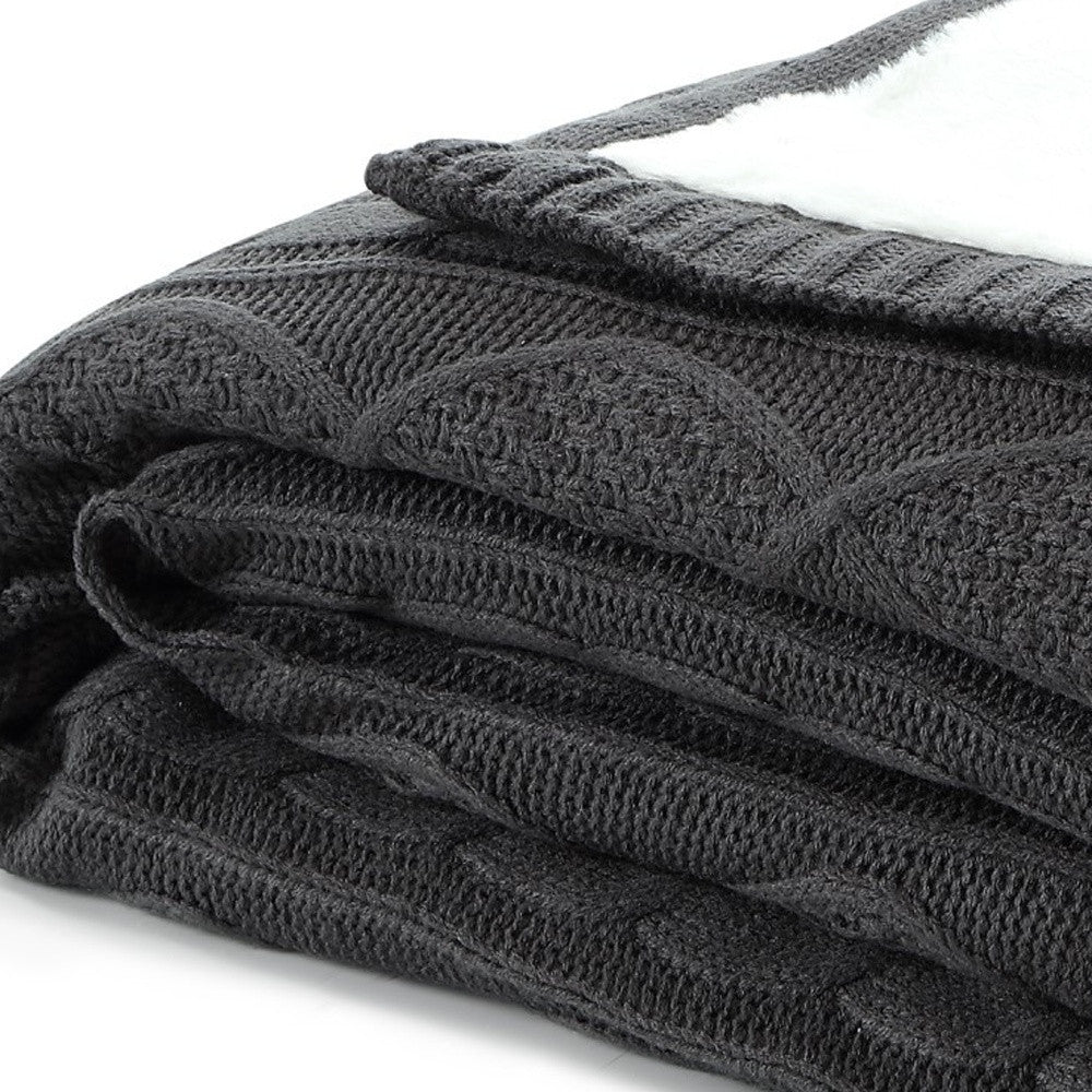 60" X 50" Dark Slate Gray Knitted Acrylic Throw Blanket