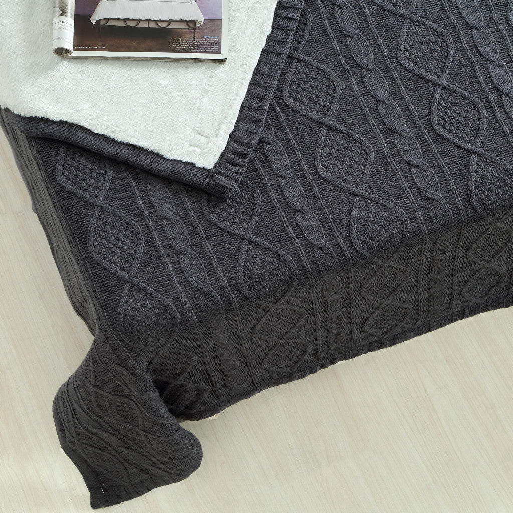 60" X 50" Dark Slate Gray Knitted Acrylic Throw Blanket