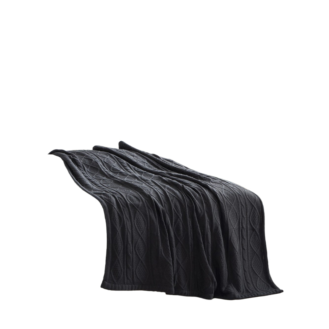 60" X 50" Dark Slate Gray Knitted Acrylic Throw Blanket