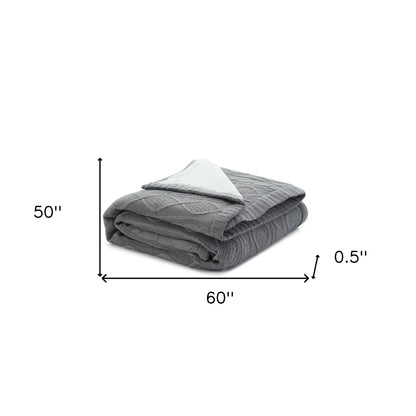 60" X 50" Dark Slate Gray Knitted Acrylic Throw Blanket