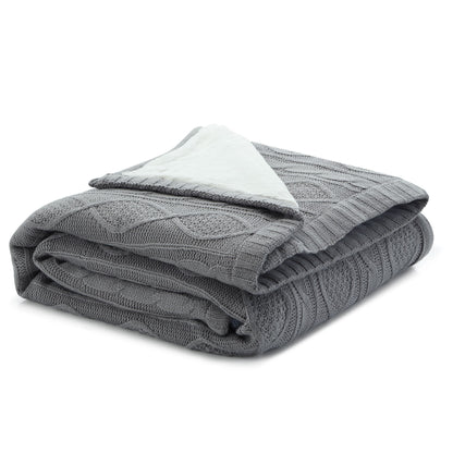 60" X 50" Dark Slate Gray Knitted Acrylic Throw Blanket