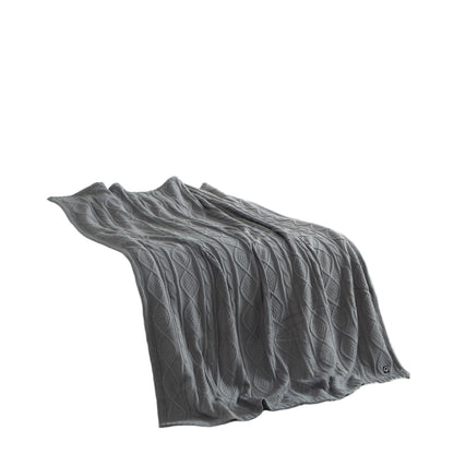 60" X 50" Dark Slate Gray Knitted Acrylic Throw Blanket