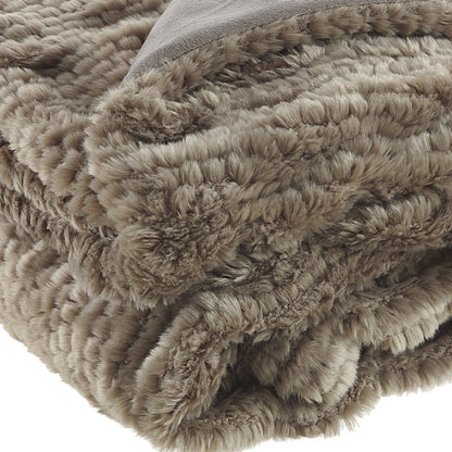 60" X 50" Gray Knitted Acrylic Plush Throw Blanket