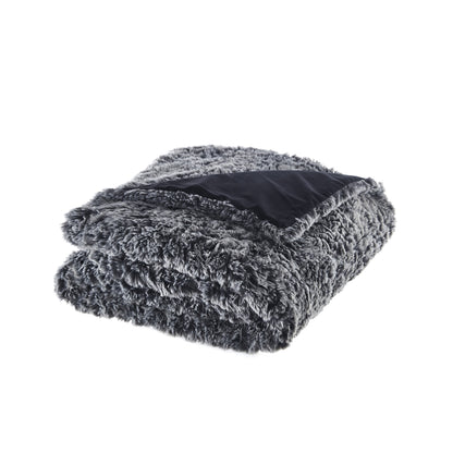 60" X 50" Black Knitted Polyester Plush Throw Blanket