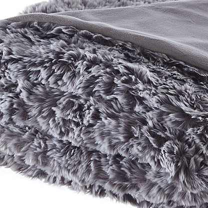 60" X 50" Black Knitted Polyester Plush Throw Blanket